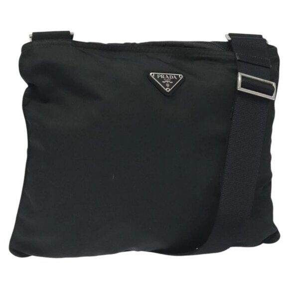 PRADA Shoulder Bag Nylon Black Silver Auth mr1401 - Picture 1 of 15